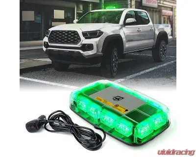 Xprite USA Mini LED Rooftop Strobe Light Bar with Magnetic Base | Blaze 2.0 Green - SL-C107-G2-G