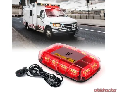 Xprite USA Mini LED Rooftop Strobe Light Bar with Magnetic Base | Blaze 2.0 Red - SL-C107-G2-R