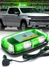 Xprite USA Mini LED Rooftop Strobe Light Bar with Magnetic Base | Blaze 2.0 White/Green                                     - SL-C107M-G2-WG - Image 7