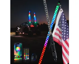 Xprite USA RGB-W Whip Lights with a Durable Spring Base 4ft 1pcs