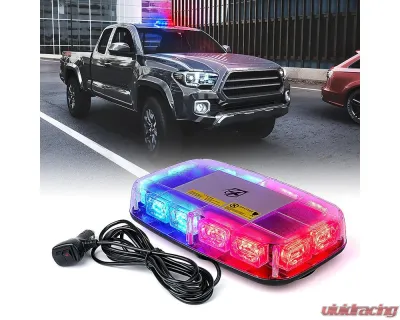 Xprite USA Mini LED Rooftop Strobe Light Bar with Magnetic Base | Blaze 2.0 Red/Blue - SL-C107M-G2-RB