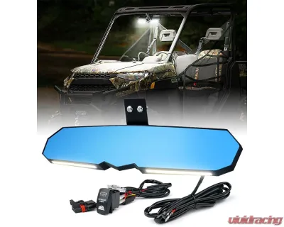 Xprite USA 13" UTV Center View Mirror with LED Lights and Rocker Switch | Valiant Series - UTV-CM-G15-13IN