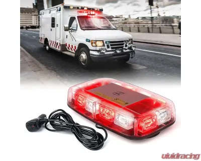 Xprite USA Mini LED Rooftop Strobe Light Bar with Magnetic Base | Blaze 2.0 White/Red - SL-C107M-G2-WR