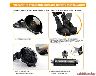 Xprite USA Windshield Strobe Light with Suction Cups Amber - WSL-G2-8IN-Y