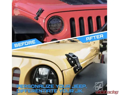 Xprite USA Aluminum Hood Latch with U.S. Flag Purple Jeep Wrangler | Gladiator 2007+ - ZS-0104-G1-PE