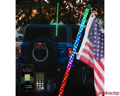 Xprite USA RGB LED Whip Lights with Spring Mount 3ft - DL-WL-CHASE-3FT-BT+RF