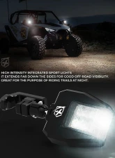 Xprite USA UTV Side View Mirrors with LED Spotlights and C-Clamp Brackets Smoke                                     - SXL-SM-G25-SMK - Image 2