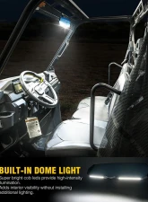 Xprite USA 13" UTV Center View Mirror with LED Lights and Rocker Switch | Valiant Series                                     - UTV-CM-G15-13IN - Image 3