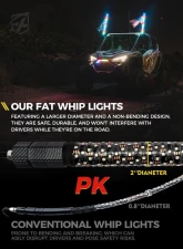 Xprite USA RGB-W Fat Whip Lights 2ft 2pcs                                     - DL-WL42MM-CHASE+W-2FT-BT+RF-2PC - Image 4