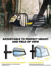 Xprite USA UTV Side Mirrors with Adjustable Bracket Xprite Logo                                     - SXP-SM-G24-K - Image 2