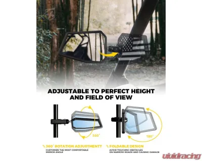 Xprite USA UTV Side Mirrors with Adjustable Bracket Xprite Logo - SXP-SM-G24-K