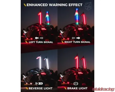 Xprite USA RGB-W Whip Lights with a Durable Spring Base 5ft 2pcs - DL-WL-CHASE+W-5FT-BT+RF-2PC