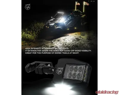 Xprite USA UTV Side Mirrors with LED Spotlights and Puddle Lights Clear - SXL-SM-G26-CLR