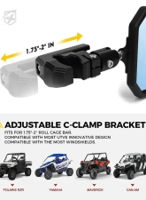 Xprite USA UTV Side Mirrors with Adjustable Bracket Xprite Logo                                     - SXP-SM-G24-K - Image 3