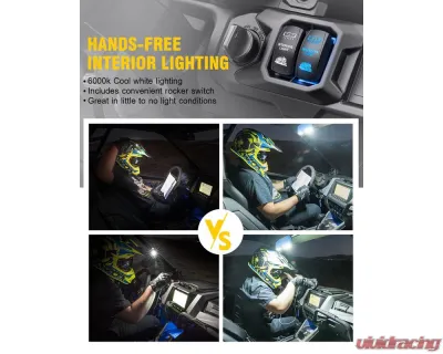 Xprite USA 13" UTV Center View Mirror with LED Lights and Rocker Switch | Valiant Series - UTV-CM-G15-13IN
