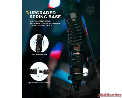 Xprite USA RGB LED Whip Lights with Spring Mount 3ft - DL-WL-CHASE-3FT-BT+RF