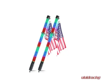 Xprite USA RGB-W Fat Whip Lights 2ft 2pcs - DL-WL42MM-CHASE+W-2FT-BT+RF-2PC