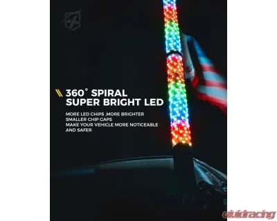 Xprite USA RGB-W Fat Whip Lights 2ft 2pcs - DL-WL42MM-CHASE+W-2FT-BT+RF-2PC