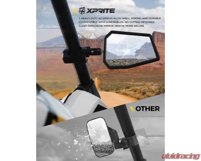 Xprite USA UTV Side Mirrors with Adjustable Bracket Xprite Logo - SXP-SM-G24-K