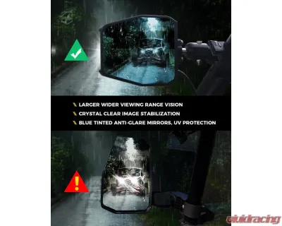 Xprite USA UTV Side View Mirrors with LED Spotlights and C-Clamp Brackets Smoke - SXL-SM-G25-SMK