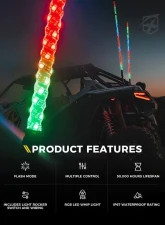 Xprite USA RGB-W Whip Lights with a Durable Spring Base 5ft 2pcs                                     - DL-WL-CHASE+W-5FT-BT+RF-2PC - Image 4