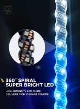 Xprite USA The Spiral Solid Color LED Whip Light with Spring Mount Red/White/Blue 5ft 2pcs                                     - DL-WL-SOLID-5FT-RWB-2PC - Image 4