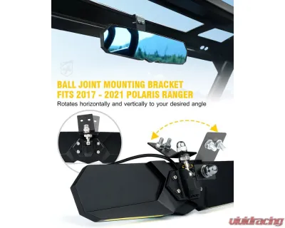 Xprite USA 13" UTV Center View Mirror with LED Lights and Rocker Switch | Valiant Series - UTV-CM-G15-13IN
