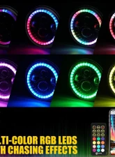 Xprite USA 7" RGB Headlights with Chasing Halo | Exhibit Series Jeep Wrangler TJ | JK 1997-2018                                     - XP-JL-HL-JK-90W-G3-CHASE - Image 5