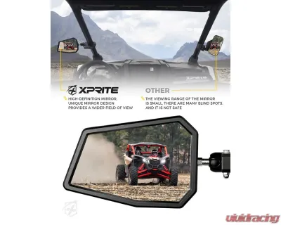 Xprite USA UTV Side Mirrors with Adjustable Bracket Xprite Logo - SXP-SM-G24-K
