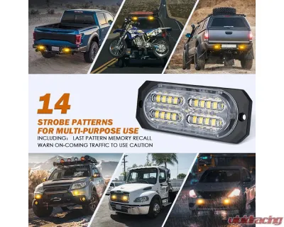 Xprite USA Surface Mount Grille Emergency Strobe Lights White/Blue 8 pcs - 52025-G3-WB-8PC