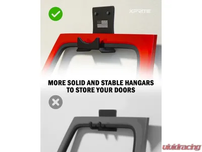 Xprite USA 2pcs Wall Mount Storage Door Hangers for Jeep Wrangler Wall Mount Storage Door Hangers for Jeep Wrangler 1956-2022 - WLB-0053-2D-G1