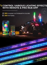 Xprite USA RGB-W Whip Lights with a Durable Spring Base 5ft 2pcs                                     - DL-WL-CHASE+W-5FT-BT+RF-2PC - Image 5