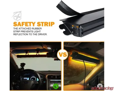 Xprite USA Windshield Dash Strobe Light with Suction Cups White - WSL-G2-16IN-W