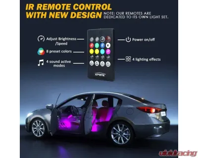 Xprite USA RGB Interior Light Strips - Powered by Cigarette Plug - DL-IL-G8