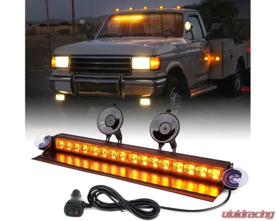 Xprite USA Windshield Dash Strobe Light with Suction Cups Amber - WSL-G2-16IN-Y