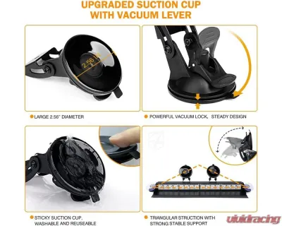 Xprite USA Windshield Dash Strobe Light with Suction Cups White - WSL-G2-16IN-W