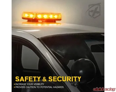 Xprite USA Mini LED Rooftop Strobe Light Bar with Magnetic Base | Blaze 2.0 Red - SL-C107-G2-R