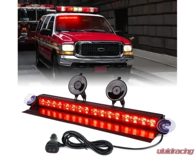 Xprite USA Windshield Dash Strobe Light with Suction Cups Red - WSL-G2-16IN-R
