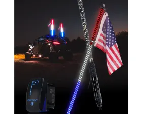 Xprite USA The Spiral Solid Color LED Whip Light with Spring Mount Red/White/Blue 2ft 2pcs