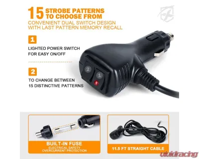 Xprite USA Windshield Strobe Light with Suction Cups Amber - WSL-G2-8IN-Y