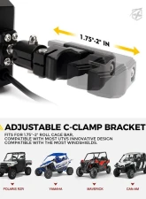 Xprite USA UTV Side View Mirrors with LED Spotlights and C-Clamp Brackets Smoke                                     - SXL-SM-G25-SMK - Image 6