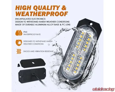 Xprite USA Surface Mount Grille Emergency Strobe Lights White/Blue 8 pcs - 52025-G3-WB-8PC