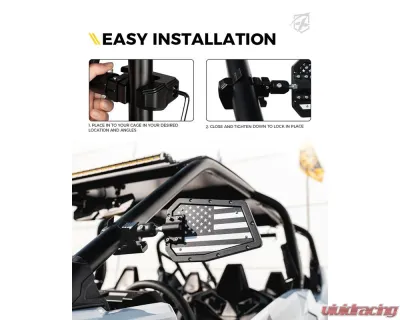Xprite USA UTV Side Mirrors with Adjustable Bracket USA Flag - SXP-SM-G24-FLAG-V2