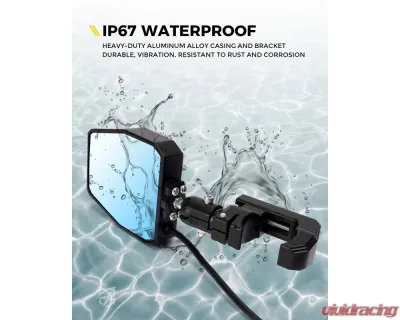 Xprite USA UTV Side Mirrors with LED Spotlights and Puddle Lights Clear - SXL-SM-G26-CLR
