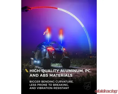 Xprite USA The Spiral Solid Color LED Whip Light with Spring Mount Red/White/Blue 5ft 2pcs - DL-WL-SOLID-5FT-RWB-2PC