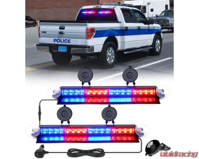 Xprite USA Windshield Dash Strobe Light with Suction Cups Blue/Red - WSL-G2-16IN-RB