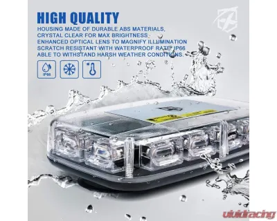 Xprite USA Mini LED Rooftop Strobe Light Bar with Magnetic Base | Blaze 2.0 Red - SL-C107-G2-R