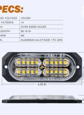 Xprite USA Surface Mount Grille Emergency Strobe Lights White/Blue 8 pcs                                     - 52025-G3-WB-8PC - Image 5