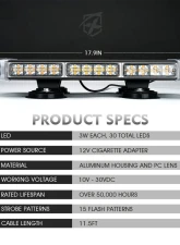 Xprite USA 18" Rooftop Mini Light Bar with Magnetic Mount                                     - SL-L47M-17IN-G2-WY - Image 7