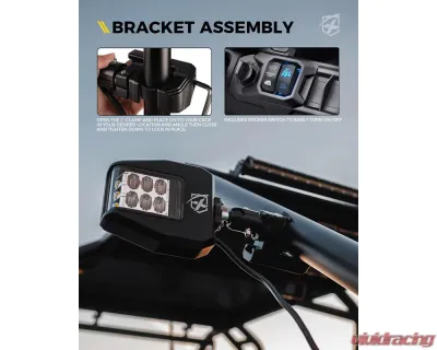 Xprite USA UTV Side View Mirrors with LED Spotlights and C-Clamp Brackets Smoke - SXL-SM-G25-SMK